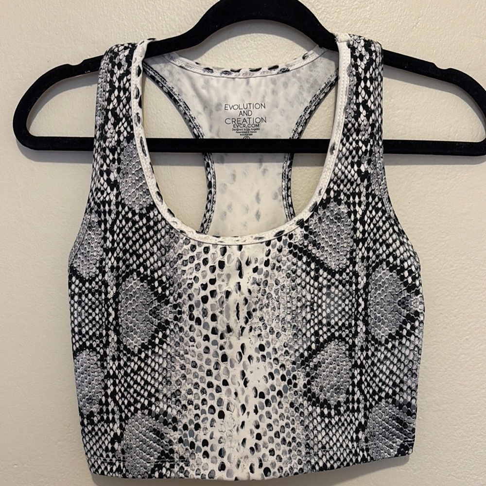 Evolution and Creation Black and White Fitted Crop Tank